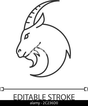 Capricorn zodiac sign pixel perfect linear icon Stock Vector