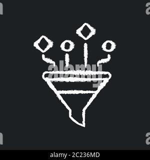 Content filtering chalk white icon on black background Stock Vector