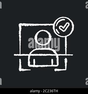 User authentication chalk white icon on black background Stock Vector
