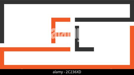 EL logo letters design concept in black and orange colors Stock Vector