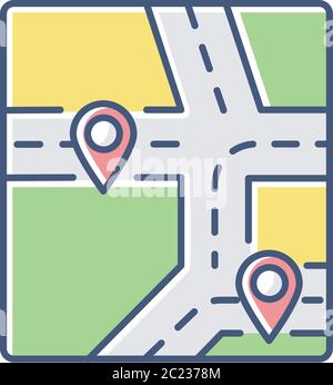 GPS map RGB color icon Stock Vector