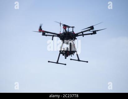 Large professional drone with GPS antennas. Stock Photo