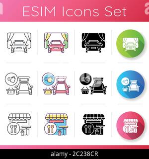 Shopping mall products and services icons set Stock Vector