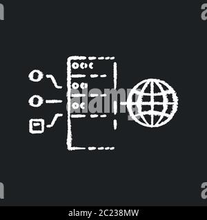 Transparent proxy chalk white icon on black background Stock Vector