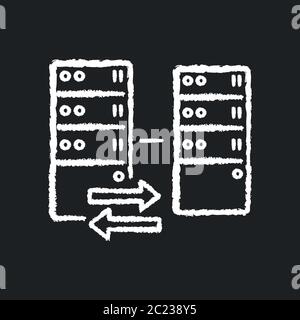 Reverse proxy chalk white icon on black background Stock Vector