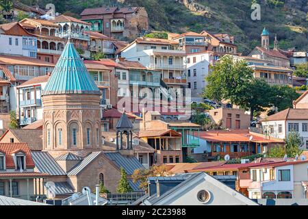 Colorful houses in Tbilisi, capital of Georgia Stock Photo