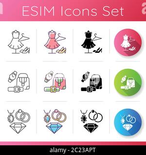 Shopping mall products icons set Stock Vector