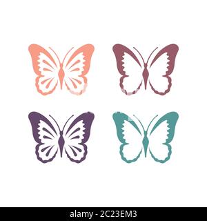 Butterfly colorful vector set. Butterflies cute illustration. Stock Vector
