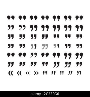 Quotes, quotation marks black isolated vector icon set. Speech marks. Stock Vector
