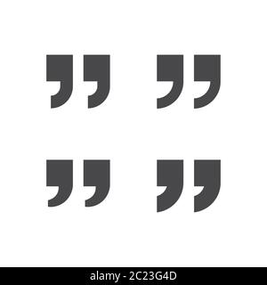 Quotation marks, square quotes black isolated vector icon set. Stock Vector