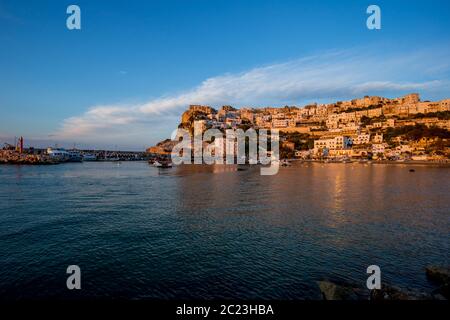 panoramic mediterranean seascape in italy, Peschici in Puglia Gargano Stock Photo