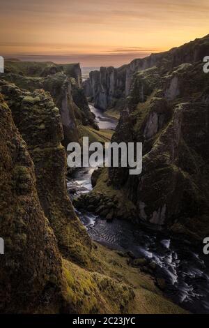 Fjadrargljufur canyon, a great gorge in Iceland Stock Photo