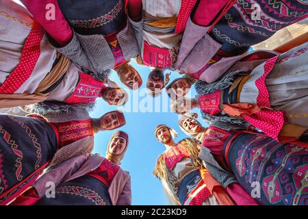 Local people in traditional costumes in Yerevan, Armenia Stock Photo