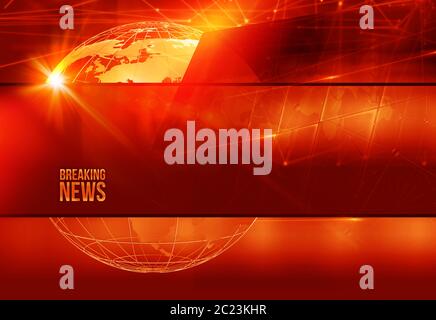 Graphical breaking news  red theme background with connection lines. Stock Photo