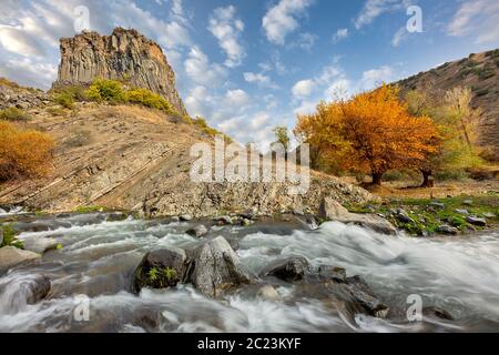Azad river gorge known for its basalt rock formations called as Symphony of the Stones, in Armenia Stock Photo