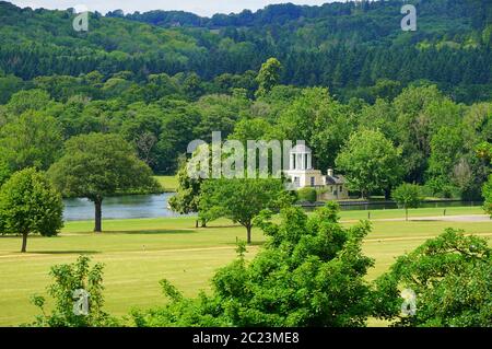 Temple Island on the Thames viewed from Remenham Church Lane Stock Photo