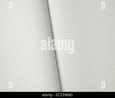 texture of an open school notebook in a cell, full frame, close up Stock Photo