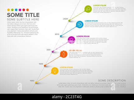 Colorful vector infographic timeline report template with  droplet bubbles pins - light version Stock Vector