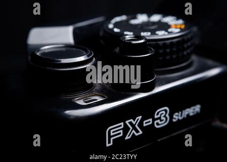 Old camera shutter and exposure control Stock Photo