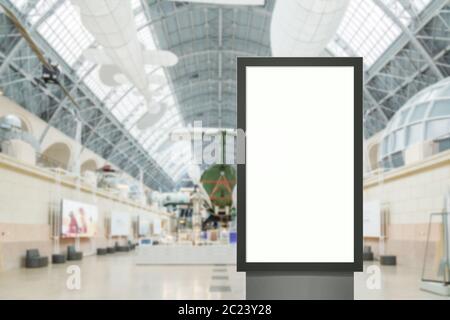 Digital media blank white screen modern panel, signboard for advertisement design in airpost, gallery. Mockup