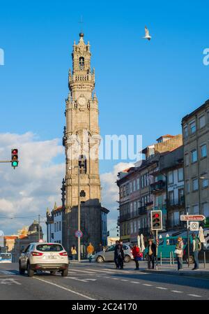 Porto Bell tower, road, cityscape Stock Photo
