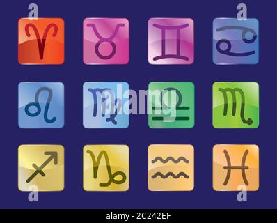 glass colored signs of the zodiac Stock Vector