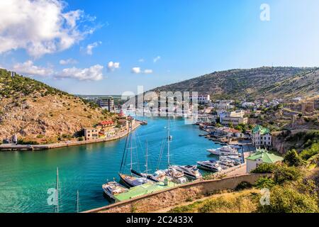 Balaklava Bay, beautiful part of Sevastopol in Crimea. Stock Photo