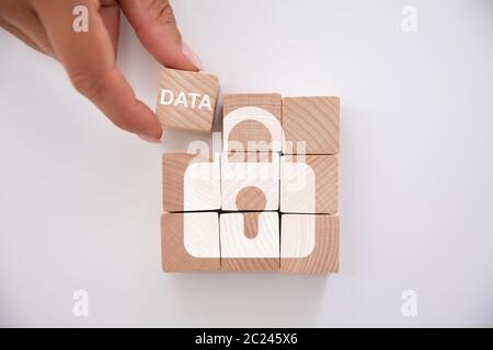Person Holding Data Block New Lock Icon Stock Photo