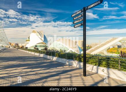 City of Arts and Sciences, Oceanographic and hemisphere museum, famous place from Spain, Europe, Valencia Stock Photo