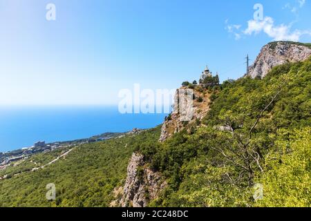 View on Foros town and the Church of Christ's Resurrection, Crimea, Ukraine. Stock Photo