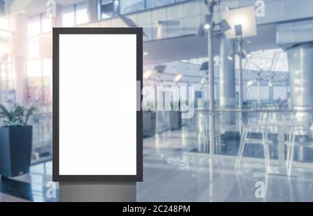 Digital media blank white screen modern panel, signboard for advertisement design in airpost, gallery. Mockup