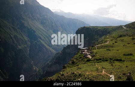 Condors above the Colca canyon at Condor Cross or Cruz Del Condor viewpoint, Chivay, Peru Stock Photo