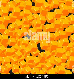 Gold Cubes Seamless Pattern on Black Stock Vector