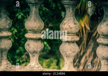 Balusters made of stone on the old historic staircase Stock Photo