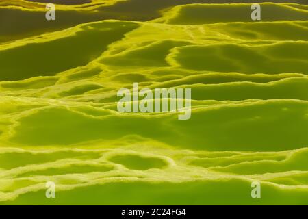 Beautiful small sulfur lakes Dallol, Ethiopia. Danakil Depression is the hottest place on Earth in terms of year-round average temperatures. It is als Stock Photo