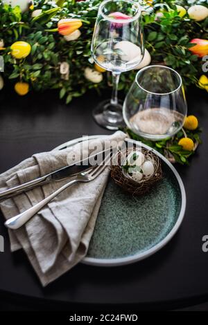 Easter table setting Stock Photo