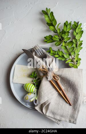 Easter table setting Stock Photo