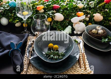 Easter table setting Stock Photo