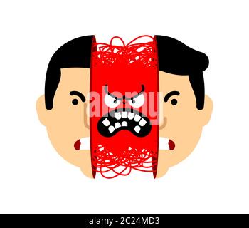 Anger inside head human. rage in head Stock Vector
