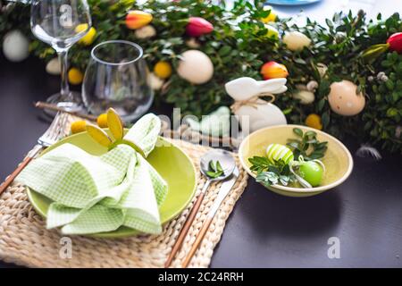 Easter table setting Stock Photo