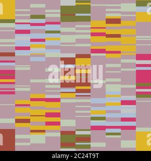 Glitch Stripe Mosaic Tile Seamless Pattern. Vertical Drop Geo Background. Retro 1960s Style Tiled Kitchen Textile, Packaging, Wallpaper. Color Block Stock Vector
