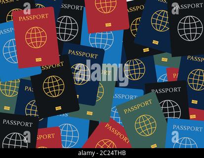 Vector of assorted passports from around the world Stock Vector