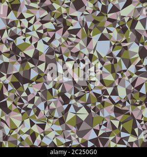 Broken Triangle Mosaic Glass Low Poly Tile Seamless Pattern. Muted Geo Background. Retro 1960s Style Tiled Textile, Packaging, Wallpaper. Micro Stock Vector