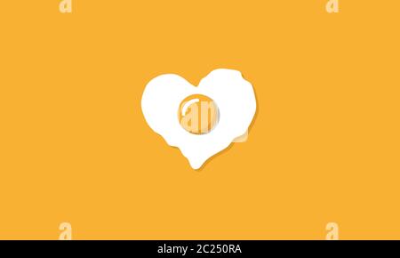 sunny side up in a heart shape , creative logo design . omelet logo design . vector illustration Stock Vector