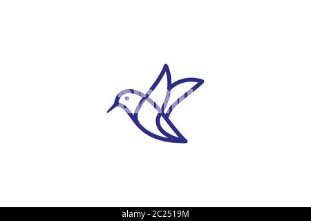 hummingbird logo design . simple line hummingbird design. vector illustration Stock Vector