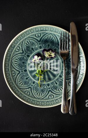 Table setting for Easter dinner Stock Photo