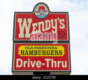 A sign advertising Wendy's Old-fashioned hamburgers. Oklahoma City ...