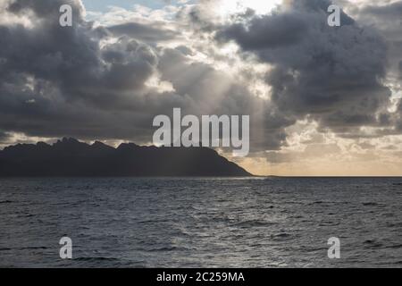 The Strait of Magellan, separating mainland South America to the north and Tierra del Fuego to the south. Chile, South America. Stock Photo