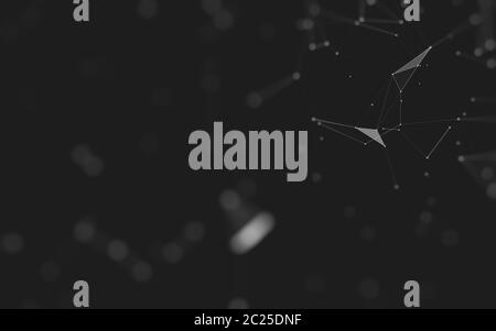 Abstract background. Molecules technology with polygonal shapes, connecting dots and lines. Connection structure. Big data visualization. Stock Photo