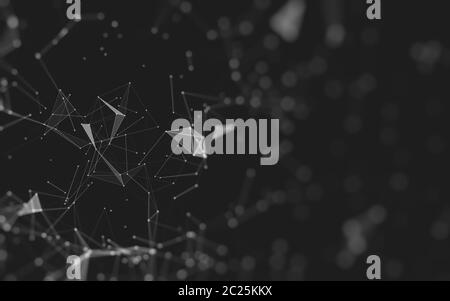 Abstract background. Molecules technology with polygonal shapes, connecting dots and lines. Connection structure. Big data visualization. Stock Photo